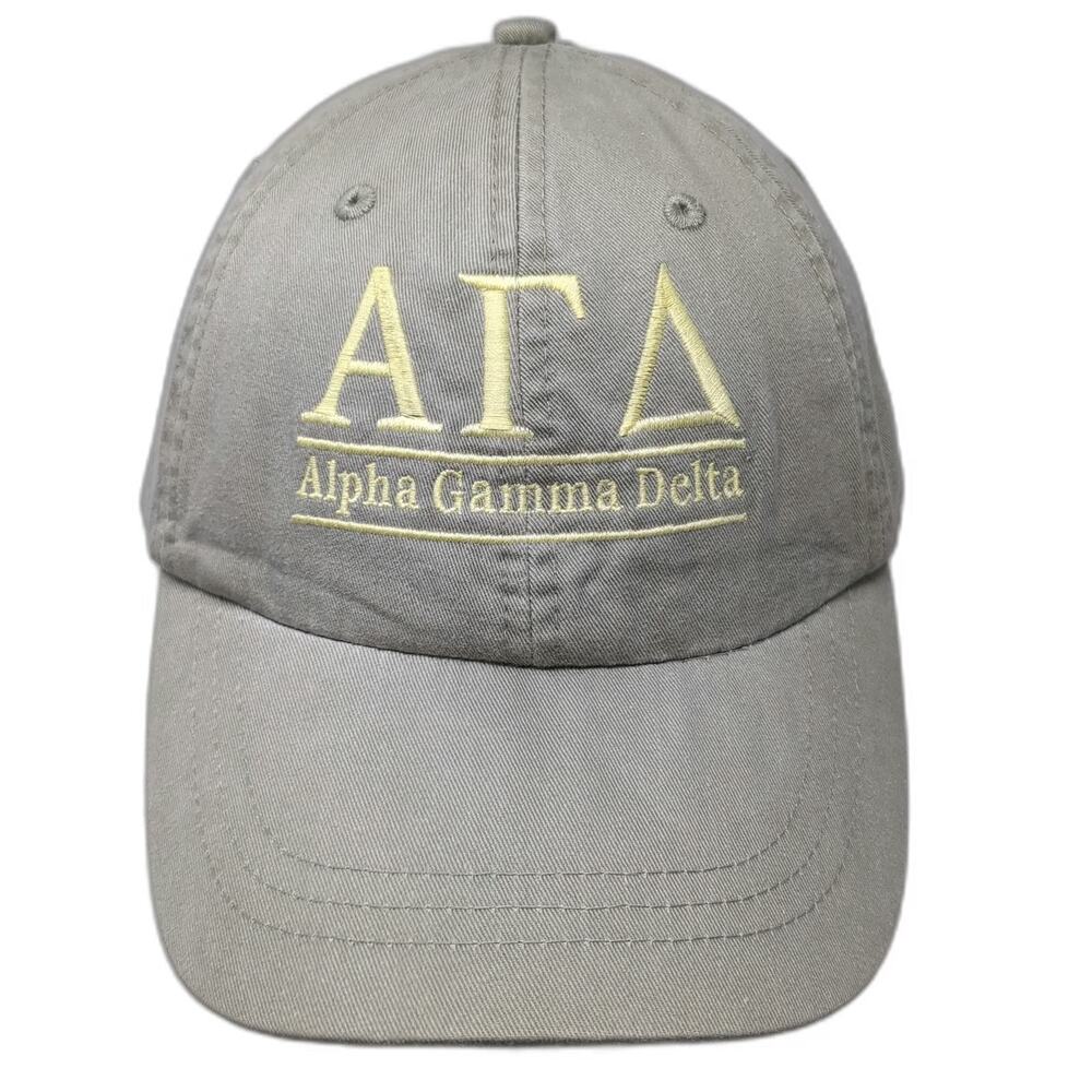 Adams Baseball Cap Beige One Size Alpha Gamma Delta Embroidered Strapback Hat